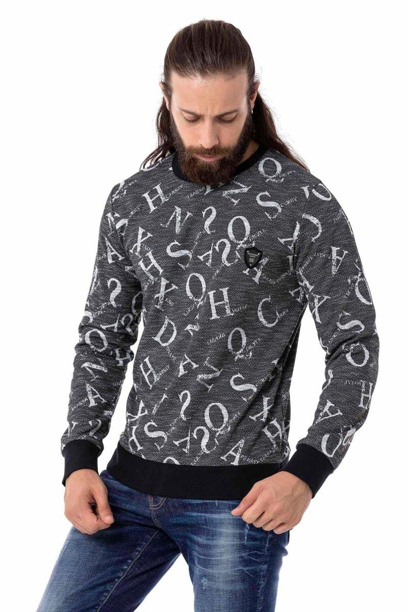 CL513 O Yaka Desenli Kalın Sweatshirt