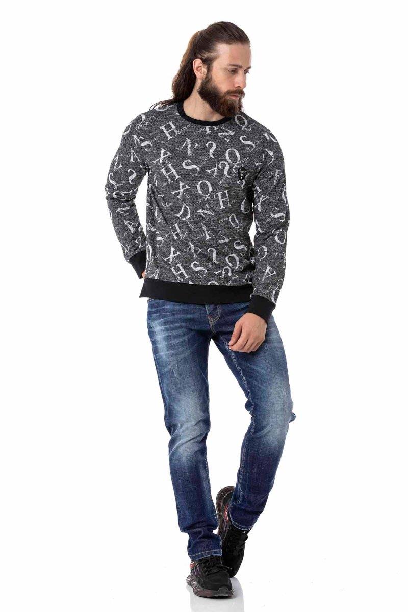 CL513 O Yaka Desenli Kalın Sweatshirt