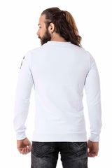 Cl515 Kartal Desenli Beyaz Kalın Sweatshirt