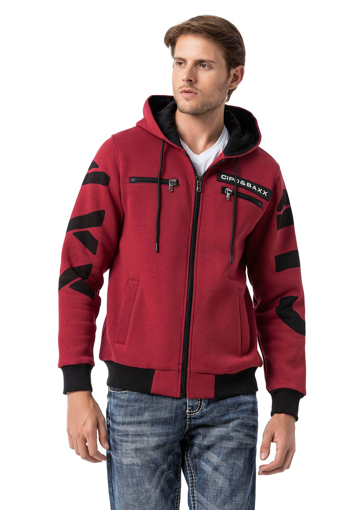 Erkek Kapüşonlu Fermuarlı Sweat Ceket CL577