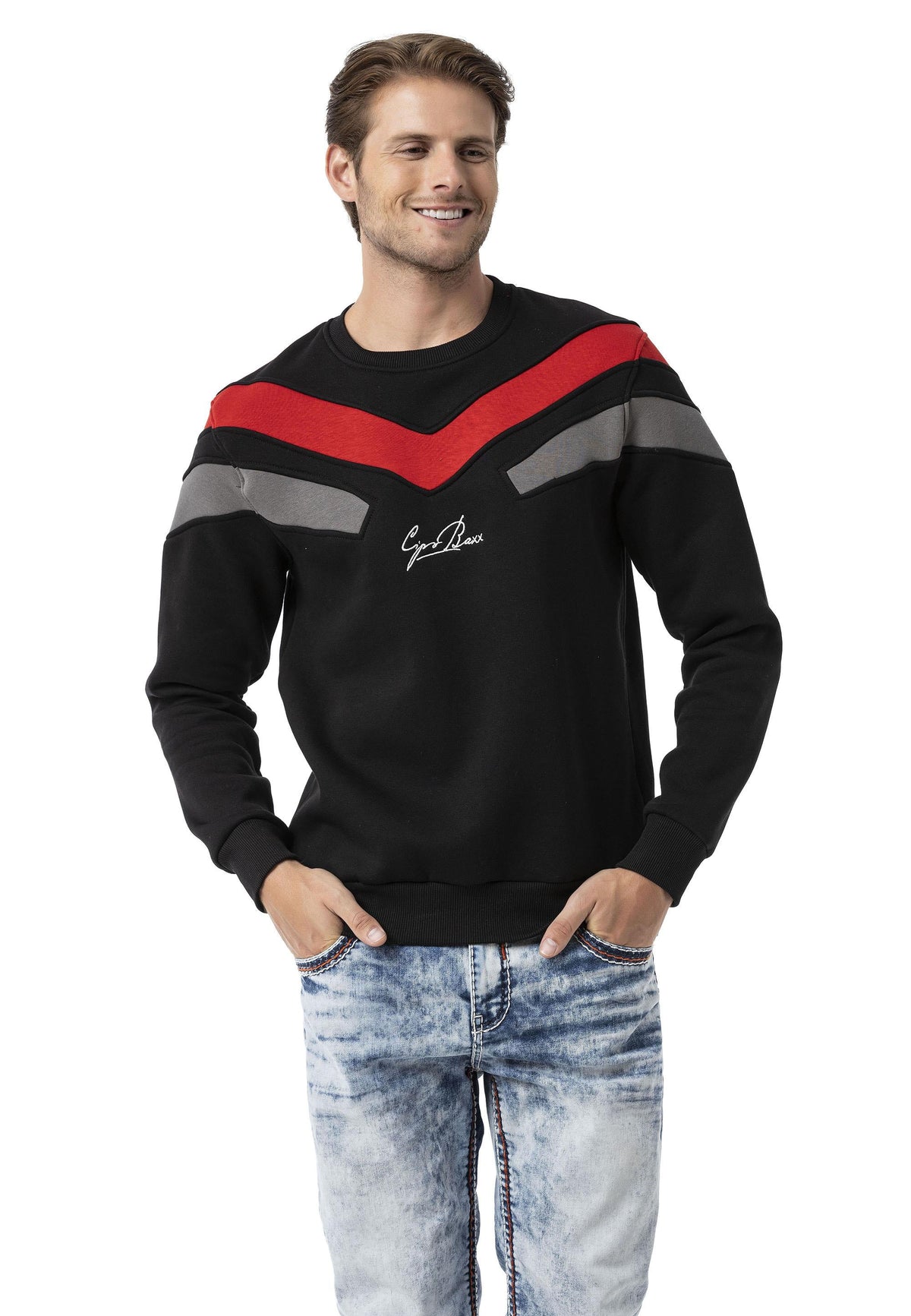 Şerit Detaylı Regular Fit Erkek Sweatshirt CL581