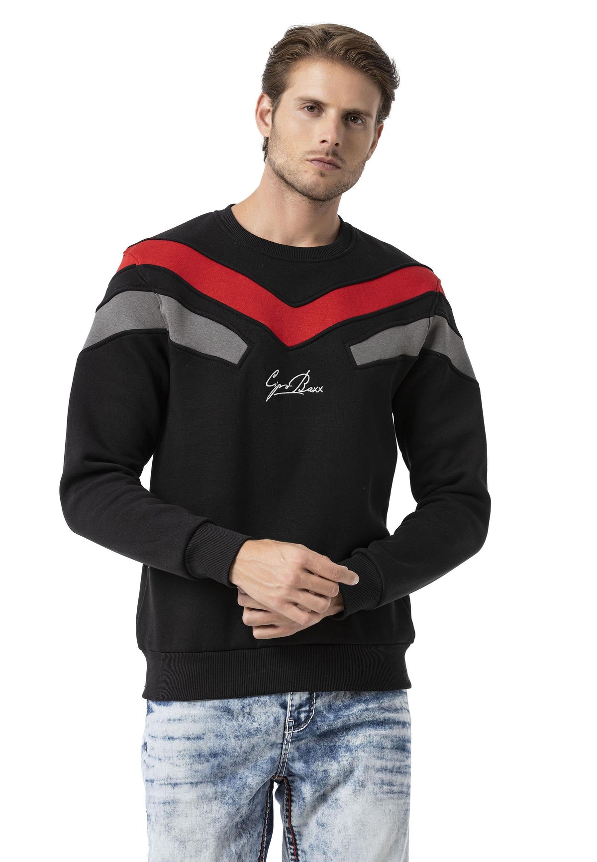 Şerit Detaylı Regular Fit Erkek Sweatshirt CL581