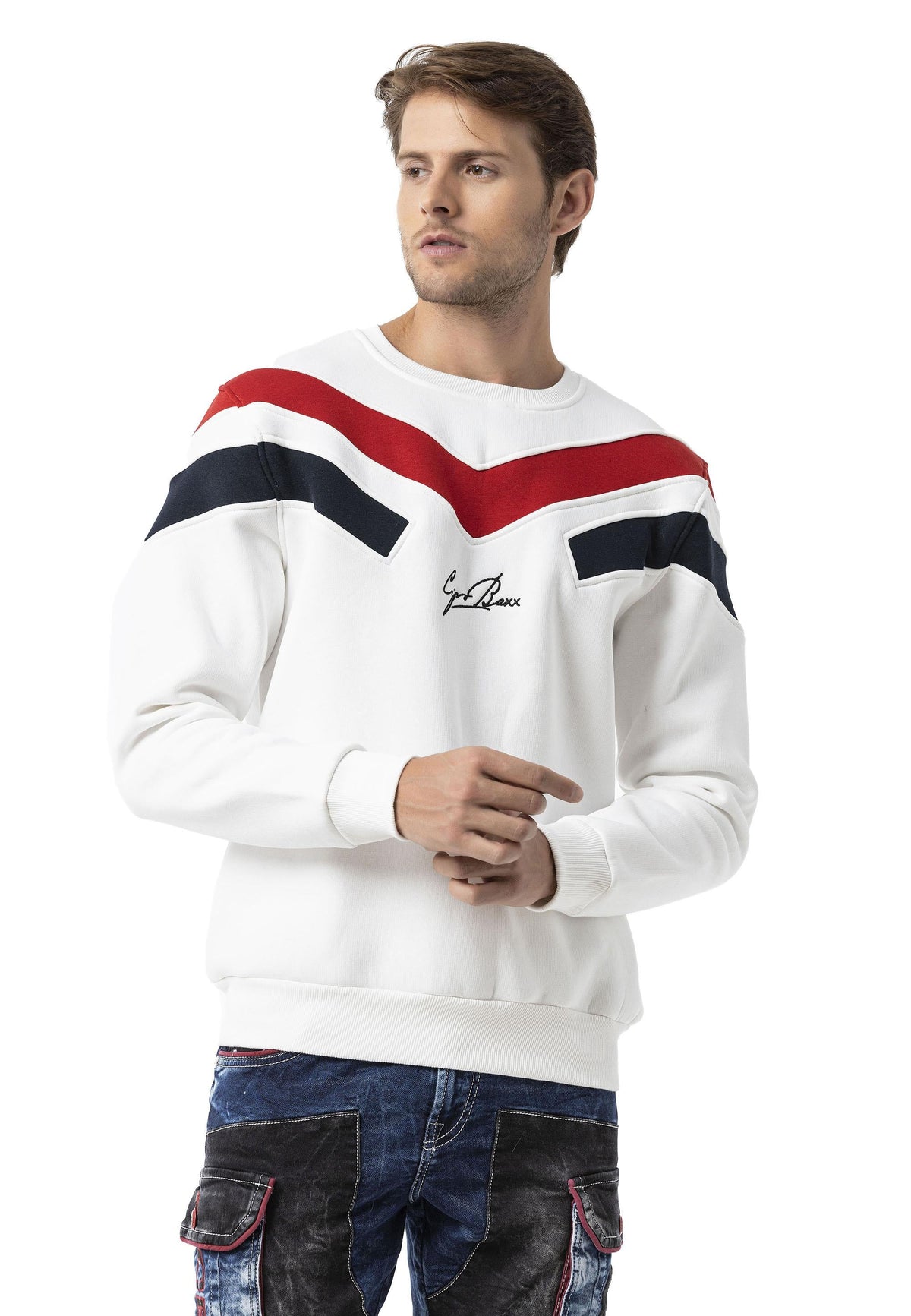 Şerit Detaylı Regular Fit Erkek Sweatshirt CL581