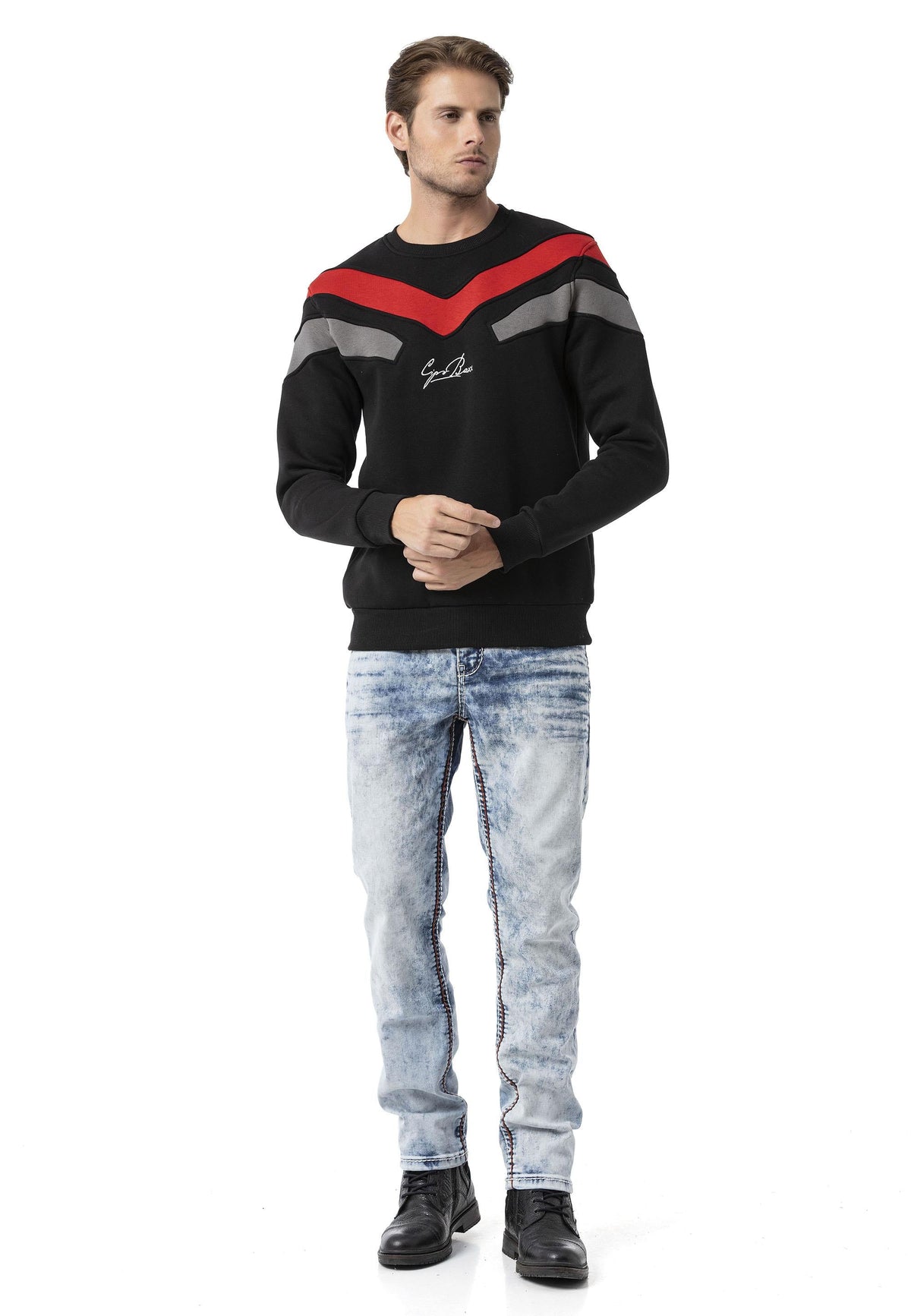 Şerit Detaylı Regular Fit Erkek Sweatshirt CL581
