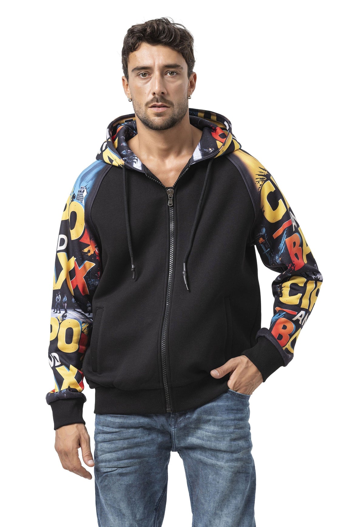 Erkek Hoodie Sweatshirt Modern Baskılı, Kapüşonlu Mevsimlik Sweatshirt CL589