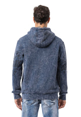Erkek Kapüşonlu Sweatshirt Şehir Baskılı ve Asit Yıkamalı Kapüşonlu Kazak New York Esintili Sokak Giyim CL596