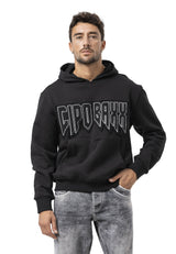 Erkek Kapüşonlu Sweatshirt Siyah Regular Fit CL601
