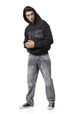 Erkek Kapüşonlu Sweatshirt Siyah Regular Fit CL601