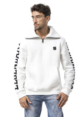 Erkek Yarım Fermuarlı Sweatshirt "LEGENDARY" Kol Baskılı ve Göğüs Logolu Kazak CL605