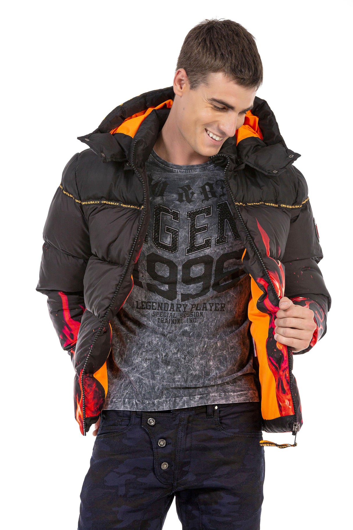CM181 Alev Desenli Kışlık Erkek Mont