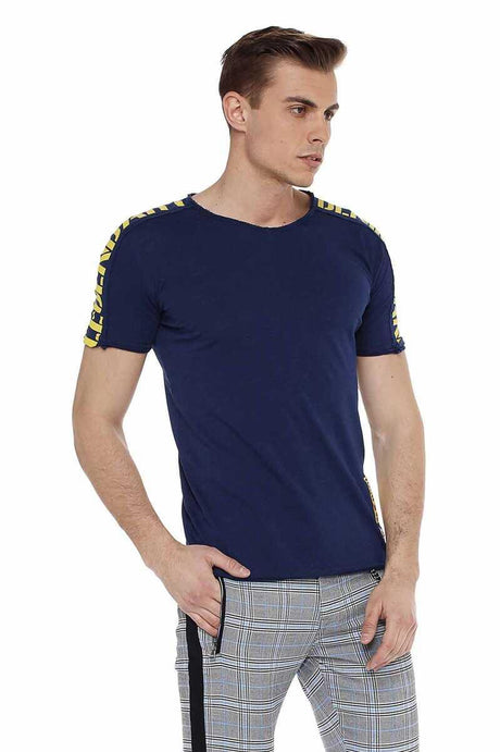 CT524 Baskılı Kesik Yaka Slim Fit Erkek Tişört