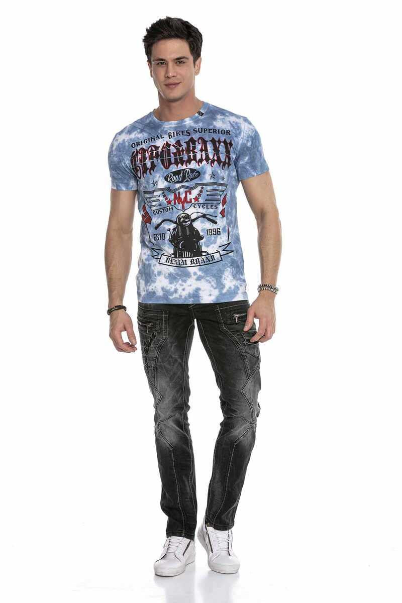 CT629 Desenli Vintage Biker Tişört