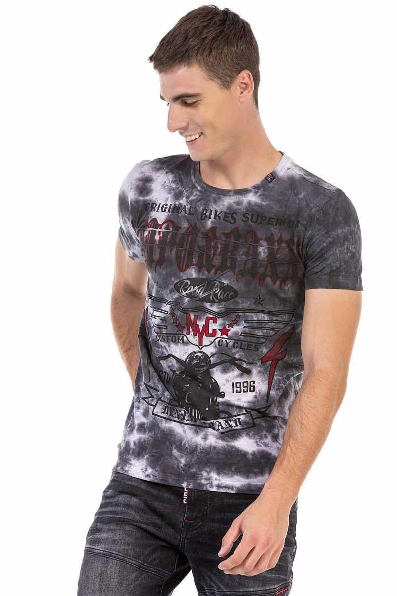 CT629 Desenli Vintage Biker Tişört