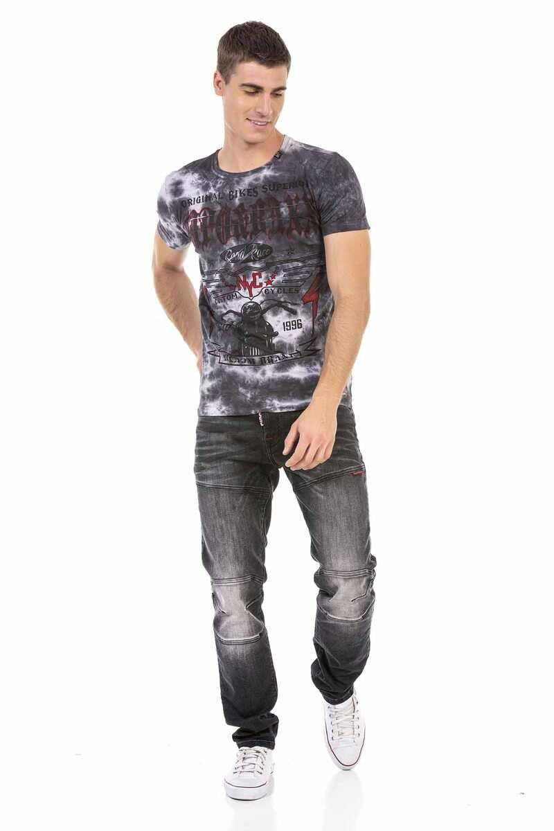 CT629 Desenli Vintage Biker Tişört