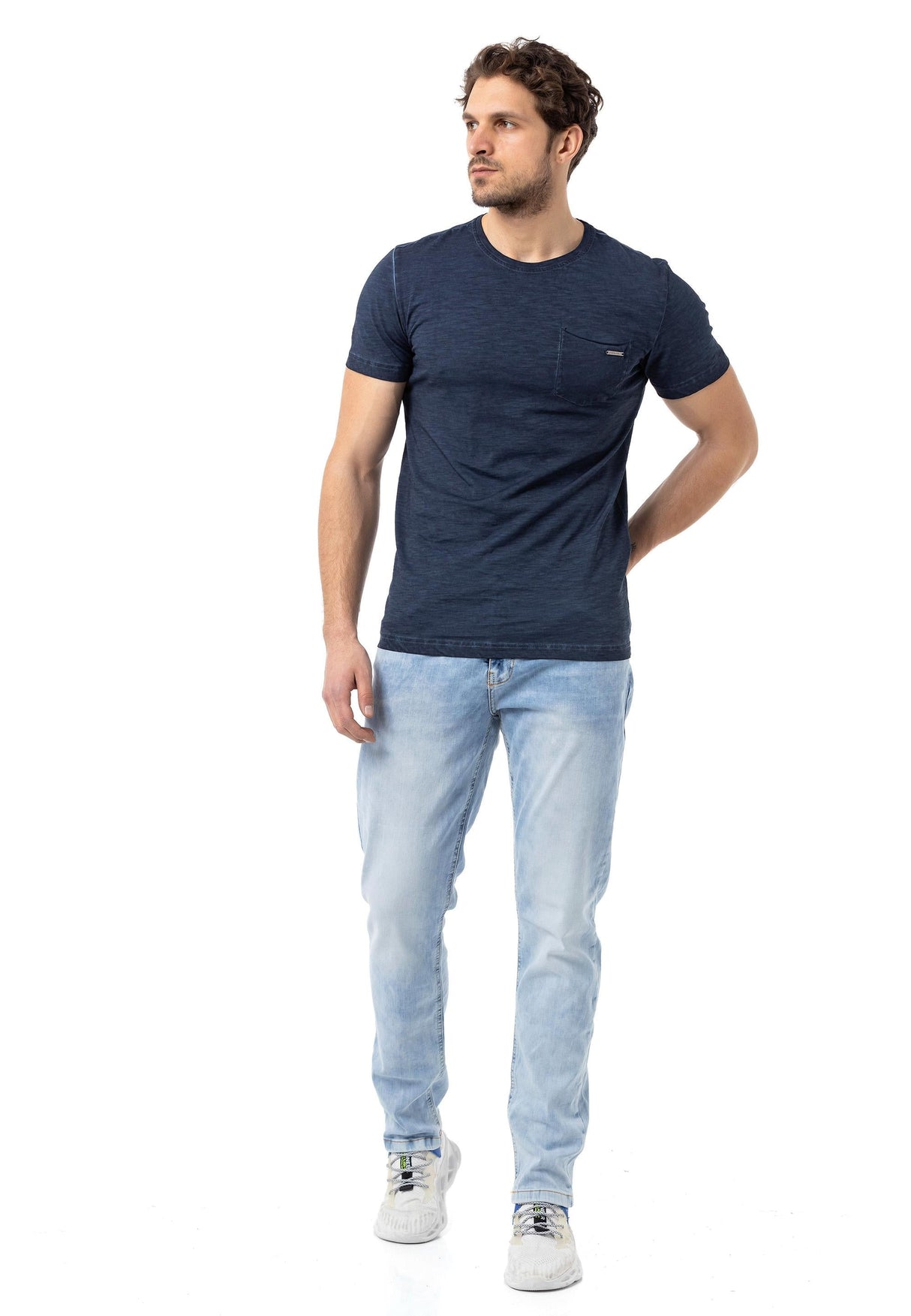 Basic Bisiklet Yaka Kısa Kollu Cep detaylı Tişört -  CT784