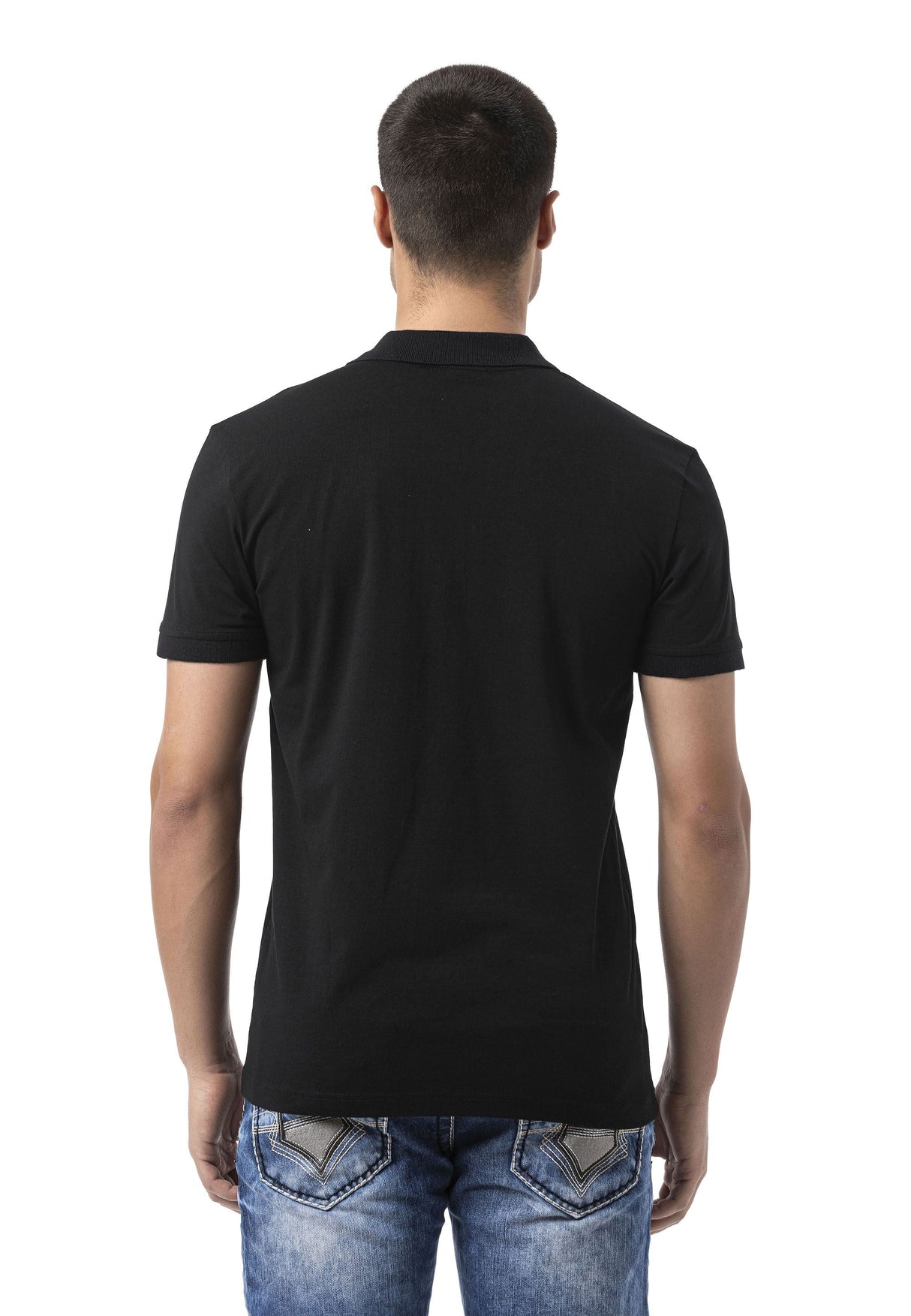 Baskılı Polo Yaka Kısa Kollu Basic Tişört - CT794