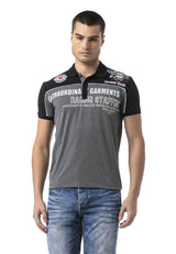 Erkek Regular Fit Polo Yaka Baskılı Tişört Yazı Detaylı Kısa Kollu Casual Erkek Tişört CT803