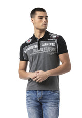 Erkek Regular Fit Polo Yaka Baskılı Tişört Yazı Detaylı Kısa Kollu Casual Erkek Tişört CT803