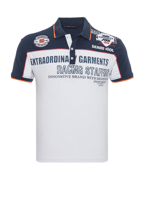 Erkek Regular Fit Polo Yaka Baskılı Tişört Yazı Detaylı Kısa Kollu Casual Erkek Tişört CT803