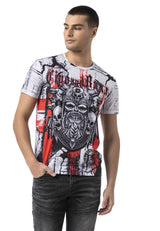 Erkek Regular Fit Viking Kuru Kafa Baskılı Bisiklet Yaka Premium Streetwear Tişört CT819