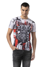 Erkek Regular Fit Viking Kuru Kafa Baskılı Bisiklet Yaka Premium Streetwear Tişört CT819