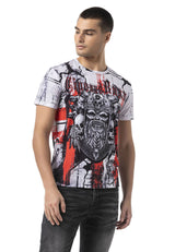Erkek Regular Fit Viking Kuru Kafa Baskılı Bisiklet Yaka Premium Streetwear Tişört CT819