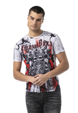 Erkek Regular Fit Viking Kuru Kafa Baskılı Bisiklet Yaka Premium Streetwear Tişört CT819