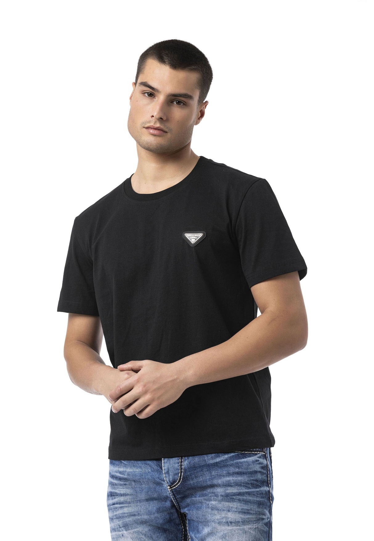 Erkek Basic Bisiklet Yaka Regular Fit Pamuklu Kısa Kollu Tişört CT823