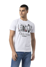 Erkek Baskılı Bisiklet Yaka Slim Fit Kısa Kollu Pamuklu Tişört CT826