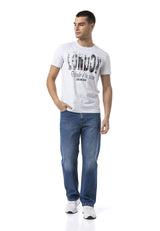 Erkek Baskılı Bisiklet Yaka Slim Fit Kısa Kollu Pamuklu Tişört CT826