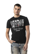 Erkek Baskılı Bisiklet Yaka Slim Fit Kısa Kollu Pamuklu Tişört CT826
