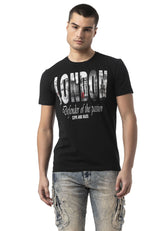 Erkek Baskılı Bisiklet Yaka Slim Fit Kısa Kollu Pamuklu Tişört CT826
