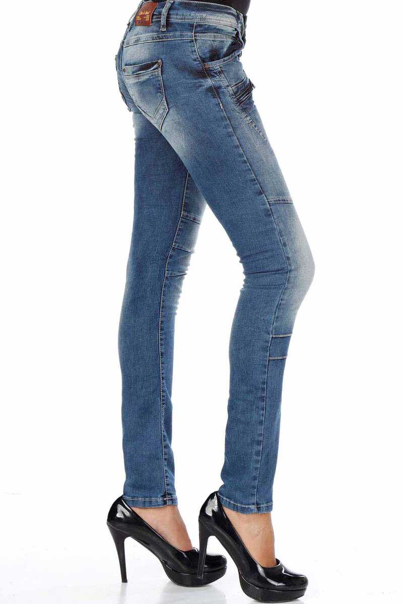 WD168  Dikiş Detaylı Düğmeli Slim  Fit  Kadın Jean