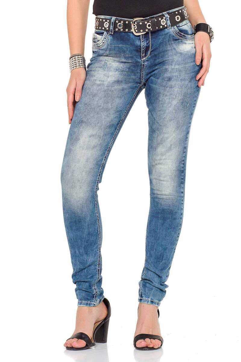 WD281 Yıkanmış Slim  Fit Kadın Jeans Kot Pantolon