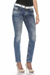 WD401 Taşlı   KanatLı Cep Detaylı Jeans Pantolon