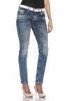 WD401 Taşlı   KanatLı Cep Detaylı Jeans Pantolon