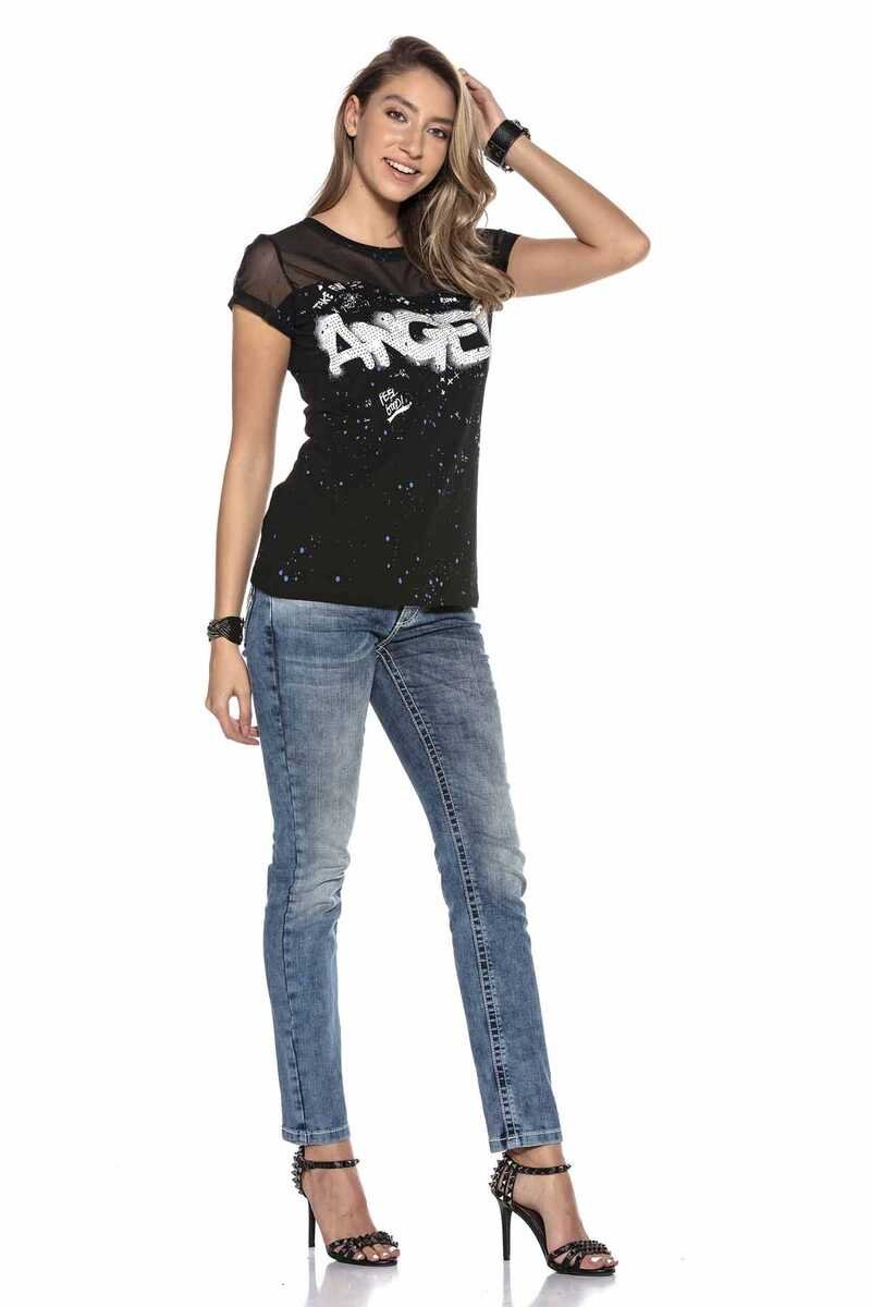 WD401 Taşlı   KanatLı Cep Detaylı Jeans Pantolon