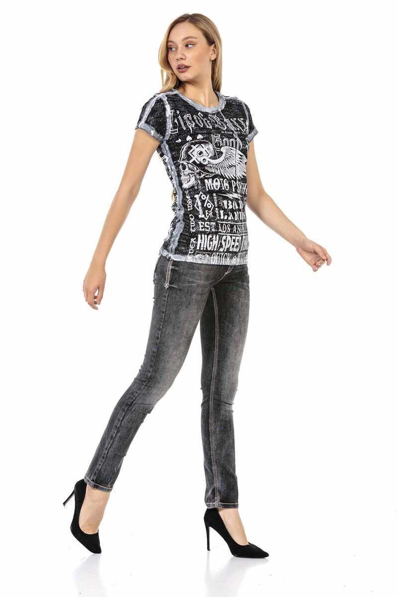 WD436 Cep Nakış Detaylı Siyah Kadın Jeans