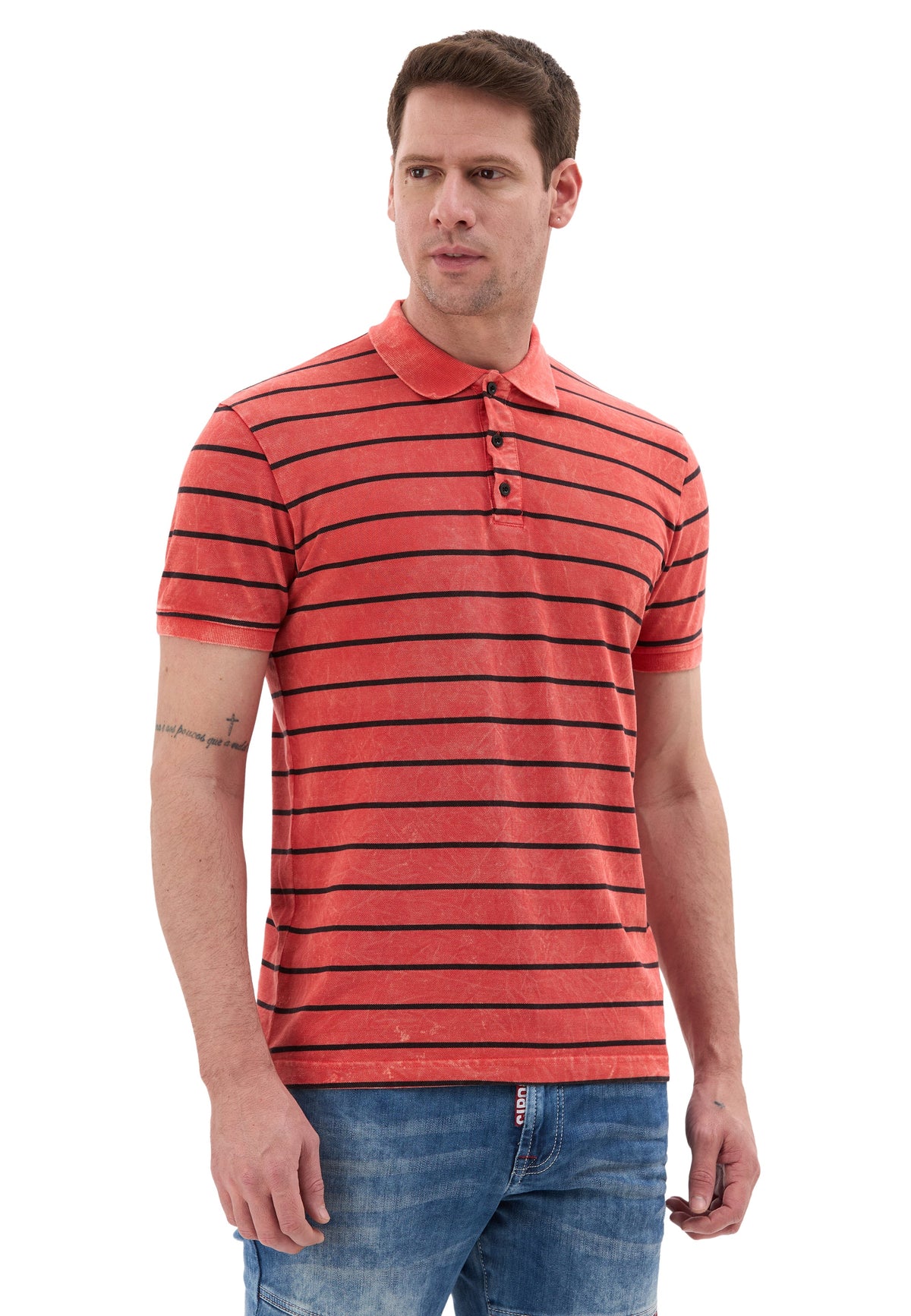 Erkek Çizgili Polo Yaka Basic T-Shirt CT858