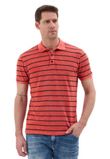 Erkek Çizgili Polo Yaka Basic T-Shirt CT858