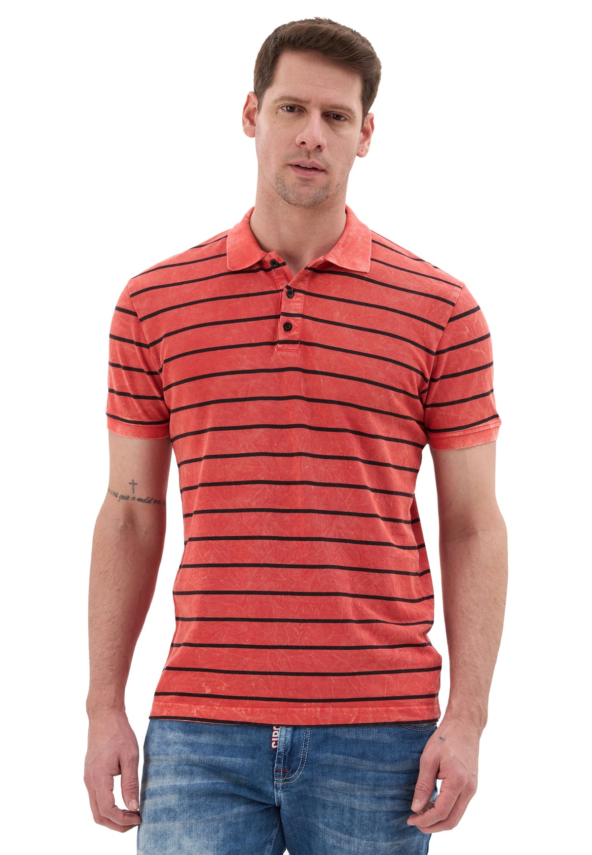 Erkek Çizgili Polo Yaka Basic T-Shirt CT858