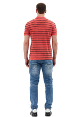 Erkek Çizgili Polo Yaka Basic T-Shirt CT858