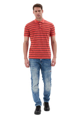 Erkek Çizgili Polo Yaka Basic T-Shirt CT858