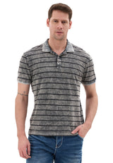 Erkek Çizgili Polo Yaka Basic T-Shirt CT858