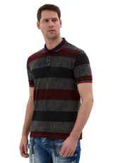 Erkek Çizgili Polo Yaka Tişört Slim Fit Pamuklu Günlük Şık T-Shirt CT859