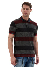 Erkek Çizgili Polo Yaka Tişört Slim Fit Pamuklu Günlük Şık T-Shirt CT859