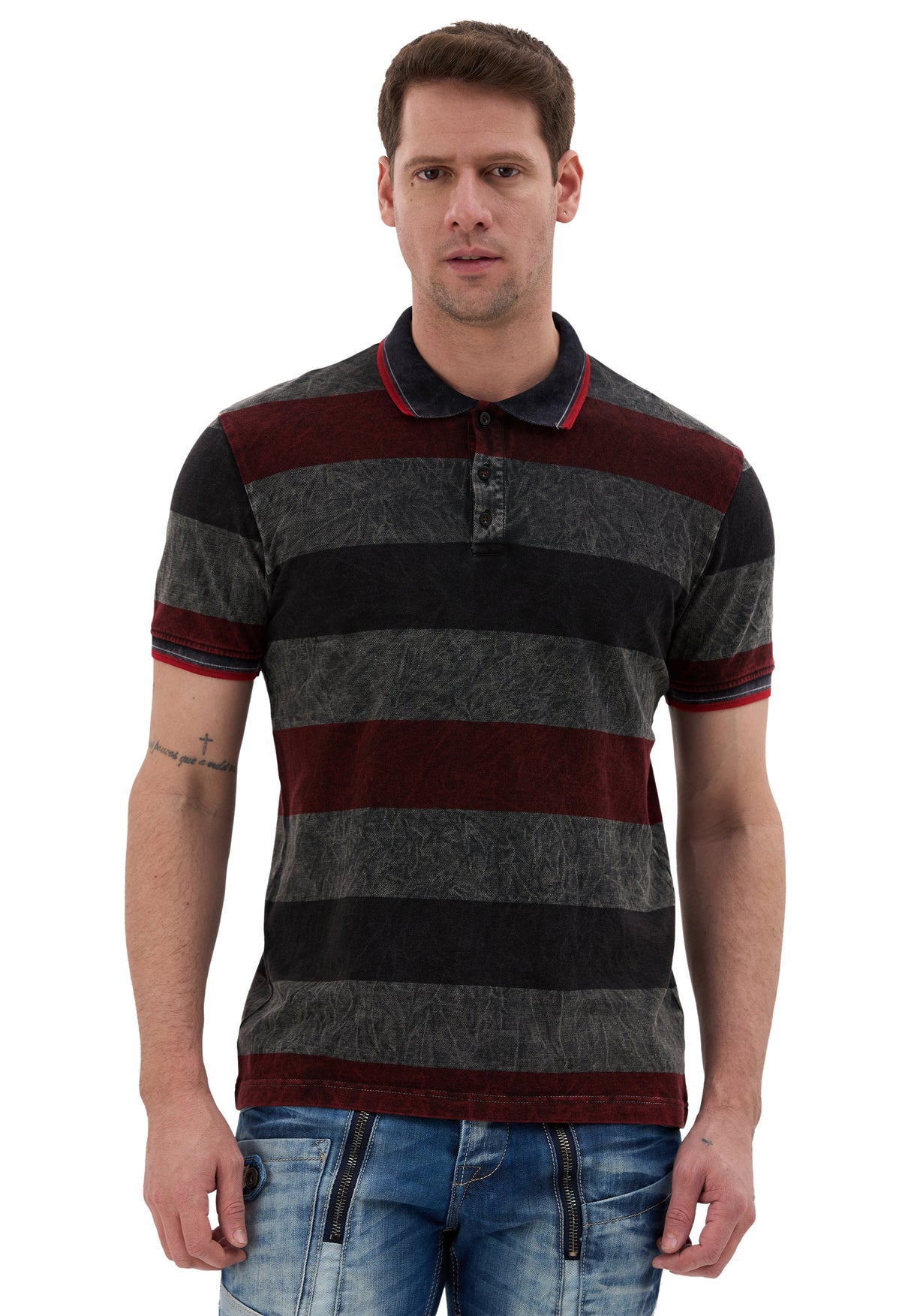 Erkek Çizgili Polo Yaka Tişört Slim Fit Pamuklu Günlük Şık T-Shirt CT859