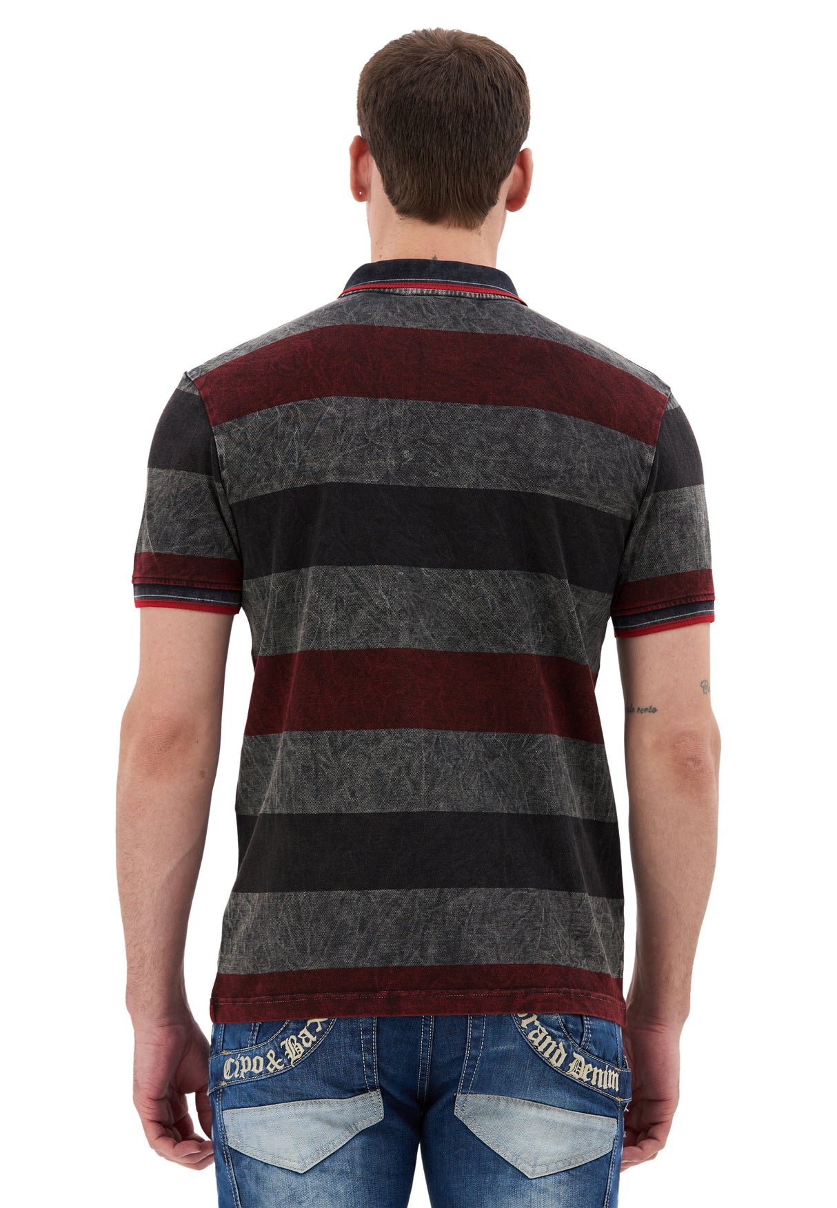 Erkek Çizgili Polo Yaka Tişört Slim Fit Pamuklu Günlük Şık T-Shirt CT859