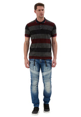 Erkek Çizgili Polo Yaka Tişört Slim Fit Pamuklu Günlük Şık T-Shirt CT859