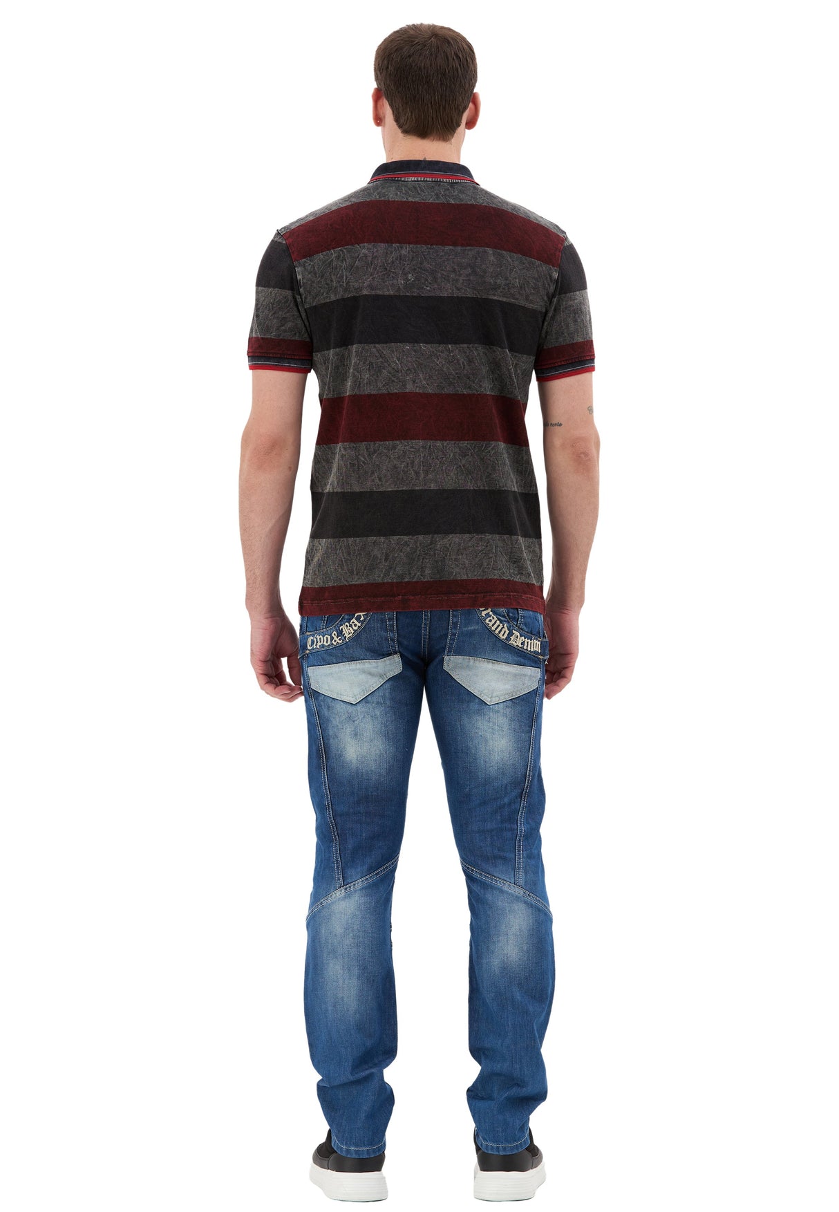 Erkek Çizgili Polo Yaka Tişört Slim Fit Pamuklu Günlük Şık T-Shirt CT859